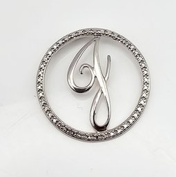 Ross Simons Diamond Sterling Silver J Pendant 2.5 G