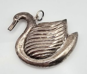 Sterling Silver Hollow Form Swan Pendant 14 G