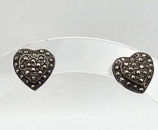 Marcasite Sterling Silver Earrings 2.8 G