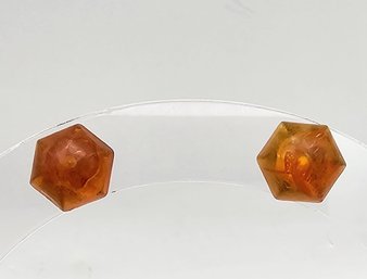 Amber Sterling Silver Earrings 1 G