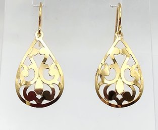 Gold Over Sterling Silver Drop Dangle Earrings 1.3 G