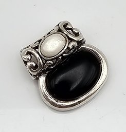 Mother Of Pearl Onyx Sterling Silver Pendant 4.7 G