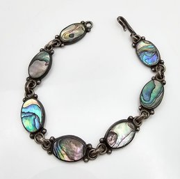 Mexico Abalone Sterling Silver Bracelet 8.7 G