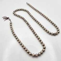 Italy Sterling Silver Bead Necklace 29.1 G