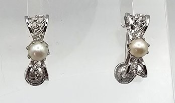 AM Co Pearl Sterling Silver Earrings 3.5 G