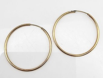 Gold Over Sterling Silver Hoop Earrings 1.3 G