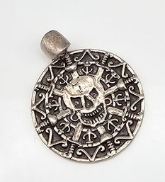 Sterling Silver Skull Pirate Pendant 9.3 G