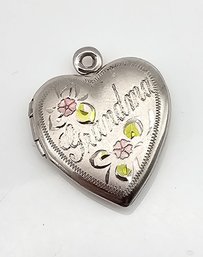 R Sterling Silver Grandma Heart Locket Pendant 3.1 G