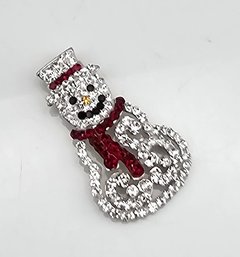 RL Rhinestone Sterling Silver Snowman Pendant 2.2 G