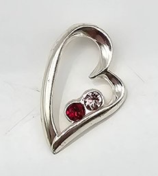 JC Rhinestone Sterling Silver Heart Pendant 1.8 G