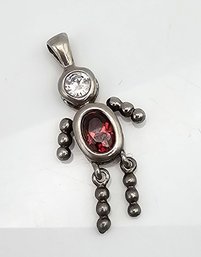 Garnet Sterling Silver Mothers Birthstone Pendant 2.1 G