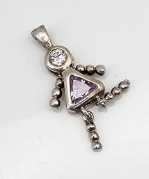 Amethyst Sterling Silver Mothers Birthstone Pendant 2.4 G