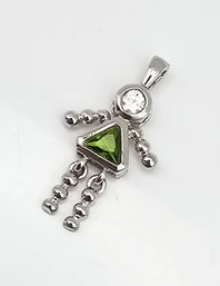 Peridot Sterling Silver Mothers Birthstone Pendant 2.5 G