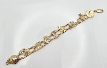 Gold Over Sterling Silver Charleston Charm Bracelet 11.6 G