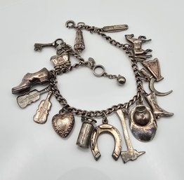 Sterling Silver Charm Bracelet 18.5 G