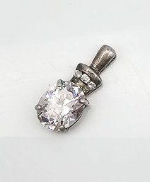 R Rhinestone Sterling Silver Pendant 4.4 G