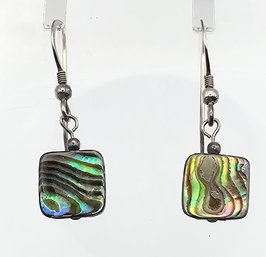 Abalone Sterling Silver Drop Dangle Earrings 1.6 G