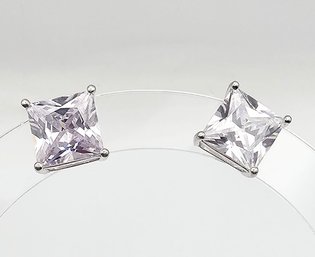 Rhinestone Sterling Silver Earrings 4.9 G