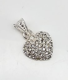 CW Rhinestone Sterling Silver Heart Pendant 1.5 G