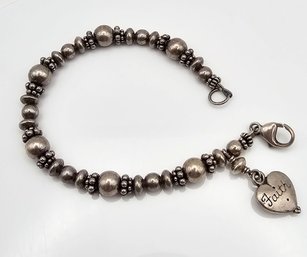 Sterling Silver Bead Bracelet 14.3 G