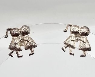 Sterling Silver Boy Girl Earrings 1.4 G