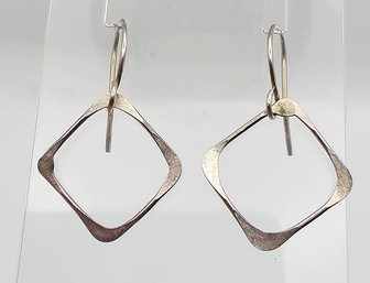 Sterling Silver Square Dangle Earrings 1.2 G