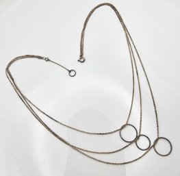 Sterling Silver 3 Strand Circle Necklace 5.4 G