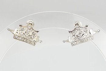 BK Rhinestone Sterling Silver Crown Earrings 2.7 G