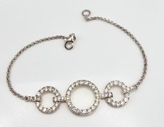 JC Rhinestone Sterling Silver Bracelet 6.4 G