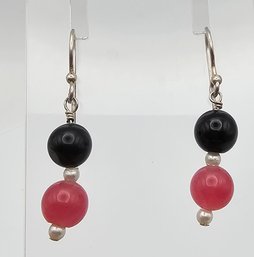 Bead Sterling Silver Drop Dangle Earrings 3.3 G