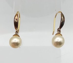 D Pearl Gold Over Sterling Silver Earrings 1.1 G