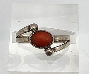 EM White Coral Sterling Silver Ring Size 5.5 1.7 G