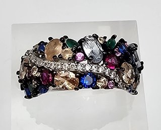 Gemstone Sterling Silver Cocktail Ring Size 5 3.7 G