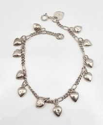 Sterling Silver Heart Bracelet 7.4 G