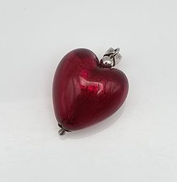 Glass Sterling Silver Heart Pendant 5.1 G