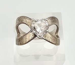 DQ Cubic Zirconia Sterling Silver Cocktail Ring Size 6.25 4.9 G