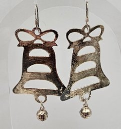 Sterling Silver Bell Dangle Earrings 9.4 G