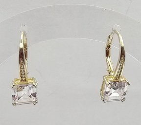 Rhinestone Sterling Silver Drop Earrings 3.2 G