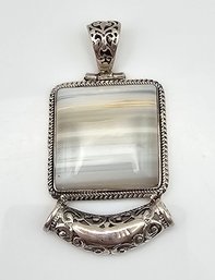 Banded Agate Sterling Silver Pendant 23.1 G