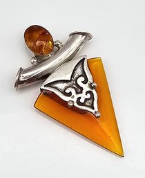 Amber Sterling Silver Pendant 4.8 G