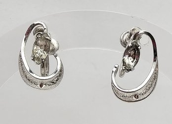 Rhinestone Sterling Silver Earrings 3.7 G