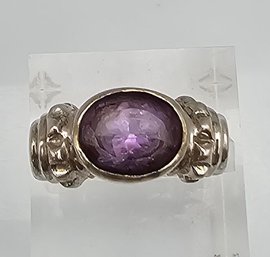 Amethyst Sterling Silver Cocktail Ring Size 5.5 8 G