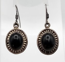 Onyx Sterling Silver Drop Dangle Earrings 7.5 G