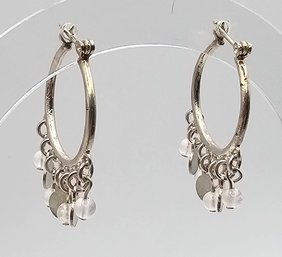 Bead Sterling Silver Hoop Earrings 3.9 G