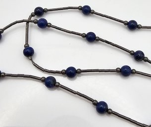 Lapis Liquid Silver Sterling Silver Necklace 4.1 G