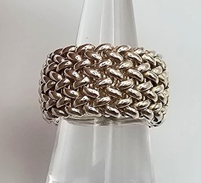 HAN Sterling Silver Woven Ring Size 6.75 15.3 G