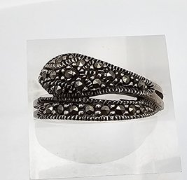 Marcasite Sterling Silver Snake Ring Size 7.5 3.4 G