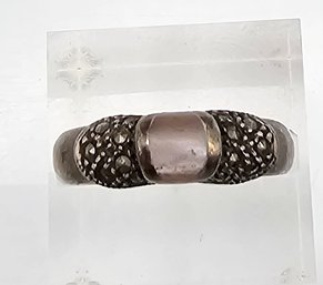 Mother Of Pearl Marcasite Sterling Silver Cocktail Ring Size 7.25 4.3 G