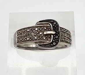 CW Marcasite Sterling Silver Belt Ring Size 6.75 3.1 G
