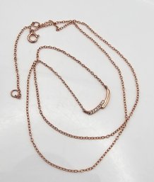 CN Rhinestone Gold Over Sterling Silver Necklace 1.3 G